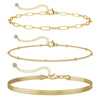 3pcs Gold Plated Stainless Bracelet Sets for Women Girls Snake Chain Cuban Link Cuff Bangle Stackable Bracelets - Image 4