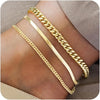 Ankle Bracelets for Women Girls Gold Plated Stainless Steel Cuban Link, Figaro, Rope, Snake Anklets Foot Jewelry - Image 1