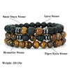 3Pcs/Set Men Natural Tiger Eye Lava Rock Beaded Bracelets Matte Black Onyx Stone Strand Bracelet For Man Yoga - Image 4