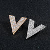 Three Rows Rhinestone V Shape Brooches Women Suit Clothing Accessories Alloy Letter Pin Birthday Gift - Image 2
