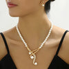 Geometric Pearl Earring Two Piece Necklace for Women Birthday Party Jewelry Gifts - Image 1