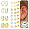 1Pair Flat Back Earrings for Women Steel Earrings Hoop Stud Cartilage Tragus Piercings - Image 1