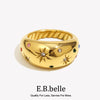 Collection Colorful Crystal Zircon Gem Star Pattern Bold Dome Stainless Steel Rings For Women Gold Plated Ring - Image 1