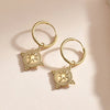 Gold Plated Vintage Wedding Couple Jewelry Earrings Stainless Steel Geometric Heart-shaped Pendant Earrings for Women Gifts - Image 3