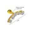 1PC Curved Cz Cartilage Stud Moon Leaf Helix Rook Conch Screw Back Earring Stainless Steel Ear Piercing Jewelry - Image 12