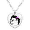 Rage Comic Necklace Derp Face Trollface Funny Meme Cartoon Glass Heart Shape Pendant Chain Necklace Charm Jewelry Collect Gift - Image 4