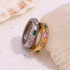 316L Stainless Steel Multicolor Zircon Ring Gold Plated Jewelry For Women's Classic Ring Gift - Image 6