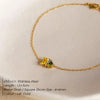 Simple Colored Zirconia Charm Bracelet Women's Oval Stainless Steel Bangle Jewelry - Image 2