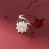Silver Lotus Flower Adjustable Rings For Women Wedding Engagement Jewelry Accessories Jewellery - Image 7