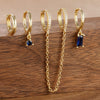 4PCS Stainless Steel Long Chain Pendant Earrings Set for Woman Little Huggies Hoop Earrings Cartilage Piercing Jewelry - Image 14