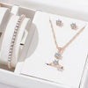 5Pcs Elegant Crystal Jewelry Set Zirconia Ring Necklace Bracelet Earrings Simple Set Jewelry Versatile Jewelry - Image 2