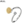 Rose Flower Rotating Ring For Women Spinner Fidgets Heart Charm Adjustable Open Rings Star Moon - Image 23