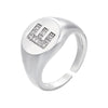 silver color A-Z Initial Signet Rings For Women Men Statement Ring 26 letters women adjustable rings - Image 29