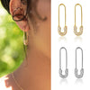 Gold Silver Color Plated Double Hole Link Chain Circle Hoop Earrings Zircon Star Lightning Eye Pendant Huggie Piercing Earring - Image 46