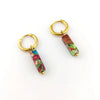 Silver Stainless Steel Earrings Steinohrringe Woman Square Stone Hoop Earrings Spring - Image 6