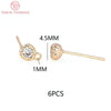 (2607) 4MM 6MM 7MM 8MM Gold Color Brass with Zircon Hooks Hole Round Stud Earrings Pins Jewellery Accessories Wholesales - Image 14