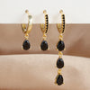 3PCS Multicolor Zircon Water Drop Small Hoop Earrings Set for Women Stainless Steel Pendant Piercing Jewelry - Image 4