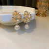 Pearl Vintage Geometric Simple Micro Inlaid Hollow Flower Women Dangle Earrings Sweet Elegant Lady Jewelry - Image 5