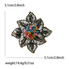 Rhinestone Flower Brooch Pin with Pearl and Leaf Designs - Image 37