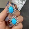 Oval Blue Imitation Turquoise Stud Earrings for Women Bohemia Vintage Style Cubic Zirconia Ear Studs Daily Party Jewelry - Image 1
