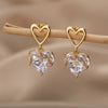 Stainless Steel Heart Earrings For Women Gold Color Zircon Love Heart Drop Earring Wedding Aesthetic Jewelry Gift - Image 4