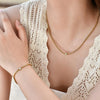 2pcs/set Round Single Cubic Zirconia Necklace Bracelet For Women Stainless Steel Square Chain Jewelry Gifts - Image 3