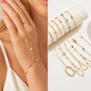 Bohemian Ring Bracelet Finger Hand Chain, Gold Plated Stainless Steel, Bead Slave Bracelet Jewelry for Women - Image 3