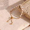 Gold Color Beads Freshwater Pearls Mixed Adjustable Stainless Steel Chain Bracelet Bangles For Women Elegant Jewelry - Image 13