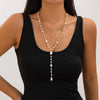 Multilayer Imitation Pearl Bead Necklace with Moon Water Drop and Star Pendants - Image 8