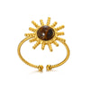 Vintage Stainless Steel Brown Stone Rings For Women Open Adjustable Charm Finger Ring Maillard Jewelry - Image 17