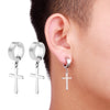 1 pair Punk Stainless Steel Cross Stars Pendant Ear Clip No Piercing Earrings For Women Hiphop No ear hole Men Jewelry - Image 5