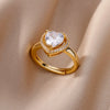 Chain Hollow Out Rings For Women Gold Color Stainless Steel Zircon Cross Open Ring Wedding Aesthetic Jewerly Gift - Image 19