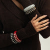 KunJoe Vintage Irregular Rivet Resin Cuff Bracelet Geometric Wide Chunky Punk Bangle Jewelry for Women Gifts - Image 2