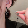 Yupsk Punk Black Crystal Stone Cross Drill Drop Earring for Women Girls Halloween Jewellery Statement Jewelry Gift - Image 1