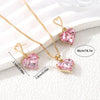 3pcs Y2k Heart-shaped Zircon Pink Crystal Pendant Earrings Necklaces Set for Women Heart Elegant Party - Image 8