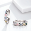 Single Row Cute Stars Multicolor Zircon Hoop Earrings For Women Silver Color Small Ear Buckle Daily Party Wedding Jewelry Gifts - Image 6