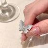 Summer Blue Crystal Butterfly Rings for Women Silver Color Y2K Trend Creative Rhinestone Opening Rings Party Jewelry Gifts