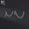 ZS 20G 2Pcs/lot Heart Moon Double Layer Chain Stainless steel Ear Chain Moon Spike Crystal Ear Stud Cartilage Earrings Jewelry - Image 4