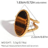 Brown Stone Stainless Steel Ring Oval Alpaca Rings For Women Adjustable Stacked Rings Ladies' Jewelry Gifts For Her - Image 9