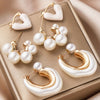 3 Pcs Delicate Imitation Pearl Heart Design Hoop Earrings Vintage Elegant Style Female Dating Earrings Set Jewelry Gifts - Image 1