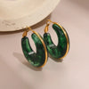 Stainless Steel Acrylici Resin Hoop Earrings for Women Classic Brown Pink Color Earrings Party Jewelry - Image 7