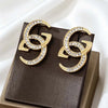 Rhinestone Interlocking Letter Earrings Double CZ Stud Earrings For Women Bridal Bridesmaid Wear - Image 2