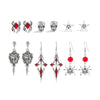 Ingemark 6Pairs/Set Halloween Red Crystal Skull Spider Metal Drop Earrings for Women Goth Cross Rose Piercing Earrings Jewelry - Image 4