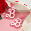 Chic Pink Sparkling B Heart Design Stud Earrings Stainless Steel Posts Acrylic No Plating for Casual Attire Pa - Image 6