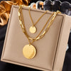 Meyrroyu 316L Stainless Steel Hip Hop PunkVintage Multilayer Coin Pendant Necklace For Women Double Layer Chain Necklace Jewelry - Image 5