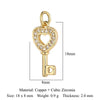 5pcs/Lot Star Heart Key Copper Cubic Zircon Charms Clover Lightning Horseshoe Racket Moon Bracelet Earring Necklace Pendant - Image 16