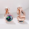 Mystic Rainbow Crystal Round Stone Clip Earrings For Women Rose Gold Silver Color Multicolor Zircon Jewelry Simple Gifts - Image 2