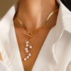 Imitation Pearl Tassel Flat Snake Bone Necklace For Women Personalized Daily Accessory Party Jewelry Birthday Gifts - Image 3