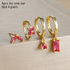 4PCS Zircon Hanging Earrings Set For Women Stainless Steel Geometry Dangle Earring Cartilage Piercing Jewelry Gift - Image 13