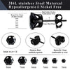 1 Pair Stainless Steel Black Round Square Cubic Zirconia Stud Earrings Set Punk Piercing Jewelry for Men Women 3-8mm - Image 6